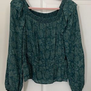 American Thread Floral Green Women's boho style Top